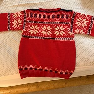 Festive Red Snowflake Turtleneck Sweater